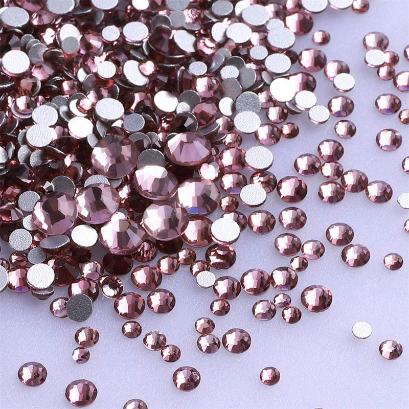 1440Pcs Mix Size Glass Flatback Rhinestone Glitter Crystal AB Round Diamond Non Hotfix Glue On Stone for DIY Nail Art Decoration