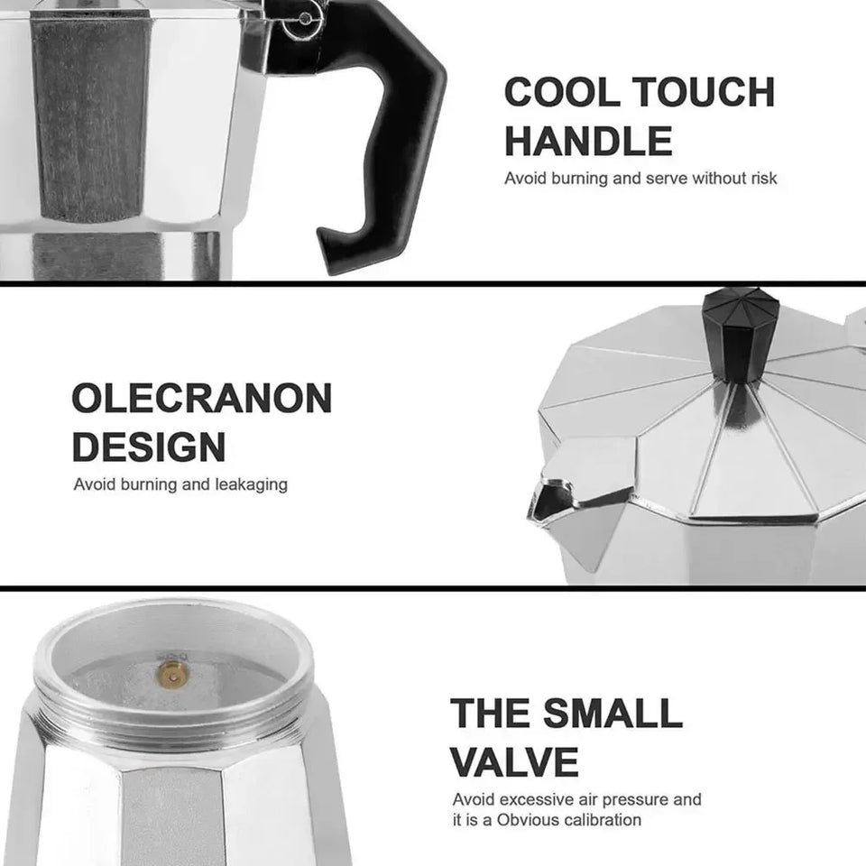 600ML Aluminum Mocha Coffee Pot Espresso Coffee Maker Percolator Tool Home Hand-brewed Octagonal Moka Pot Kitchen Utensils