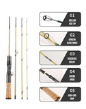 Seasir Silent Stream Spining Baitcasting Fishing Rod Carbon Fiber UL Power 1.53/1.65M Spinning Casting Lure Rods 4 Sections