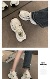 Women's New Chunky Sneakers Women Autumn Breathable Mesh Casual Shoes Sneakers Tennis Female Platform Lace Up Vulcanized Shoes