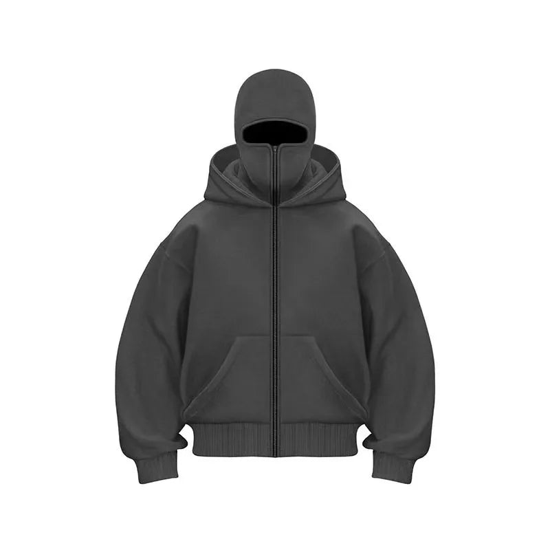 2025 Men Balaclava Y2K Gothic Harajuku Winter New Item Double Hooded Sweatshirt Autumn Men's Hooded Mask Zipper Sportswear Women