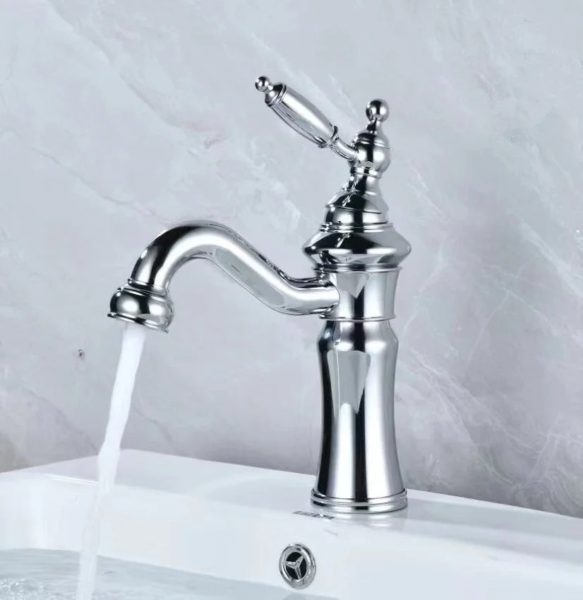Chrome Basin Faucet Brass Black 360° rotatable basin faucet European-style Hot and Cold mixing faucet Brushed