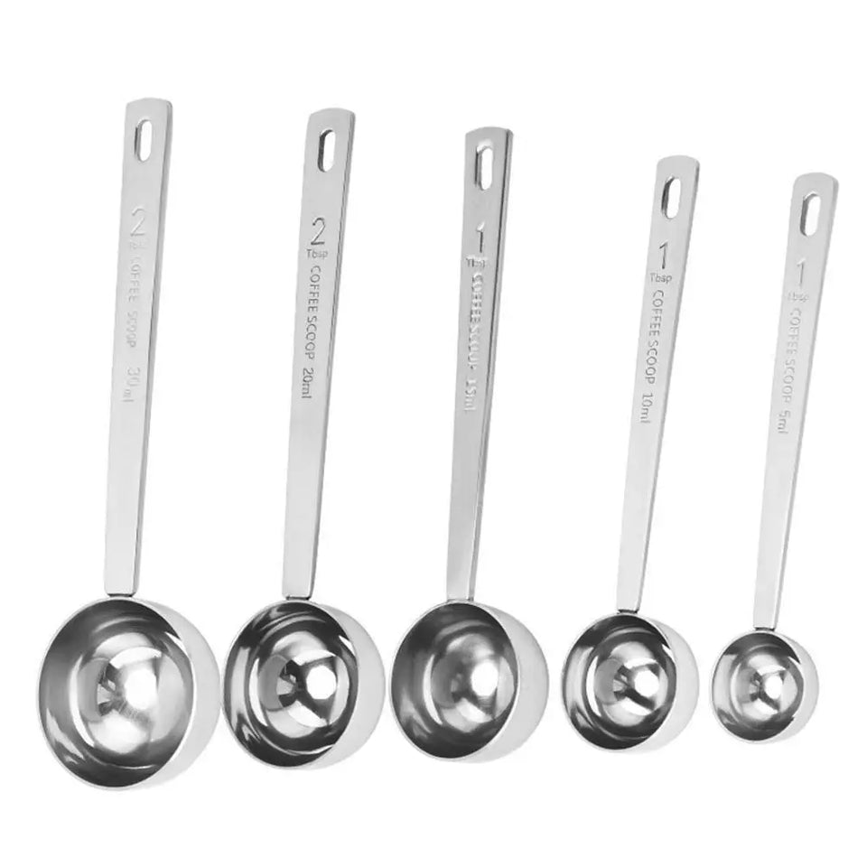 High-quality Stainless Steel Measuring Spoon Blending Thicken Coffee Scoop 5/10/15/20/30ML Powder Spoon Coffee