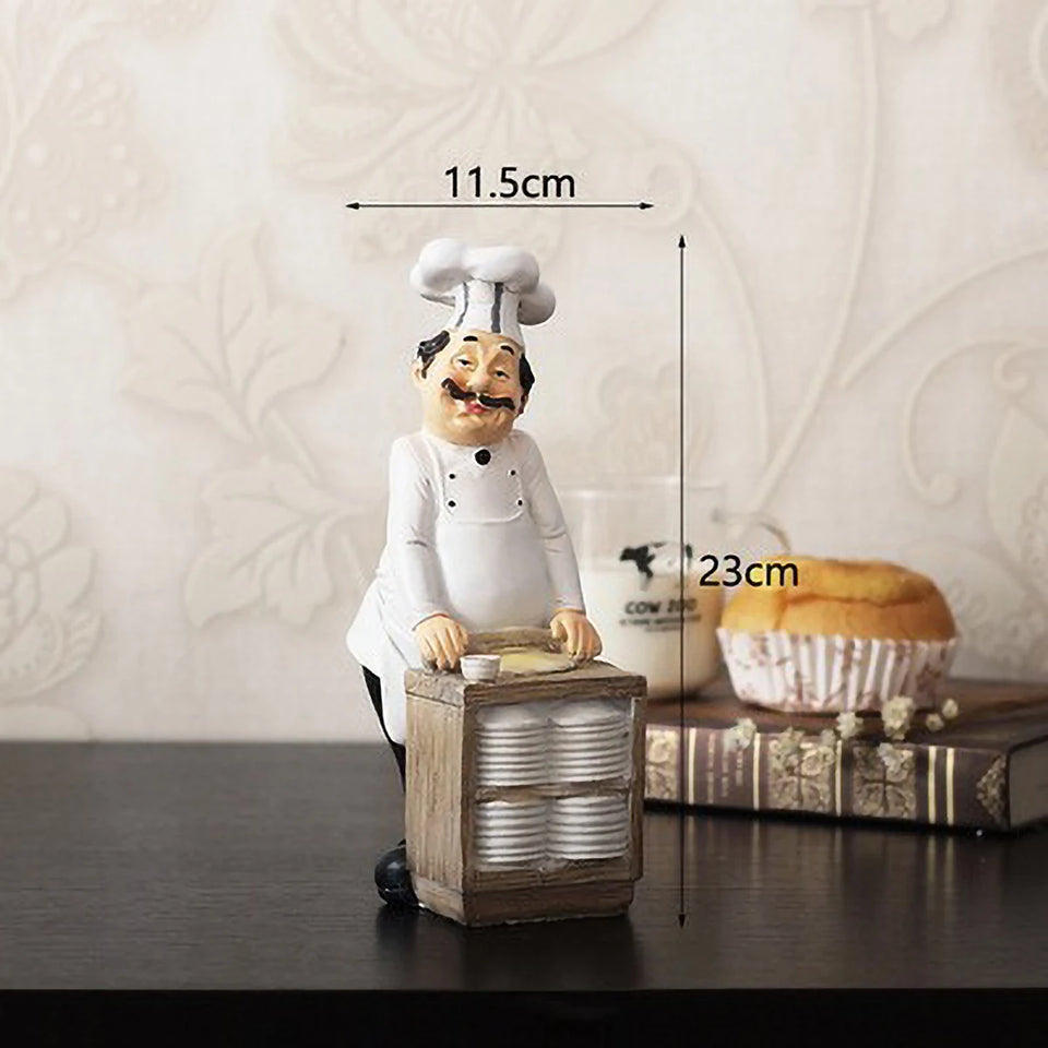 Restaurant Resin Decor - Chef Figurine & Bar Ornaments for Cafe, Commercial Kitchen Decorations Durable Resin Craft