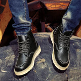 Winter Warm Men Boots Leather Mens Snow Boots with Fur Handmade Waterproof Male Ankle Boots No-slip High Top Male Work Shoes