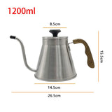 1.2L Pour Over Coffee Kettle - 304 Stainless Steel, Long Spout with Temperature Control, Suitable for Open Flame & Tea Brewing