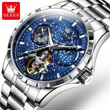 OLEVS 6689 Original Brand Men's Watches Starry Sky Disk Waterproof Luminous Automatic Mechanical Wristwatch Moon Phase Man Watch