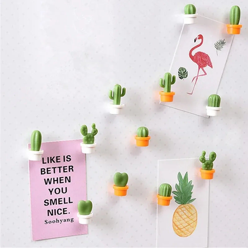 6Pcs/Set 3D Cute Succulent Plant Magnet Message Sticker for Kitchen Refrigerator Magnet Button Cactus decoration accessories
