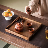 Retro Walnut Tea Tray Wooden Round Serving Platter Tray Leaf Storage Wooden Tea Tray Plate Tea