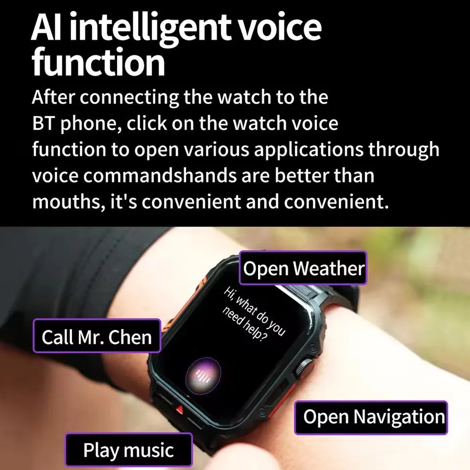 New Outdoor Smartwatch Men Women Bluetooth Call Heart Rate Health Monitor Military Watches GPS track Sports Fitness Smart Watch