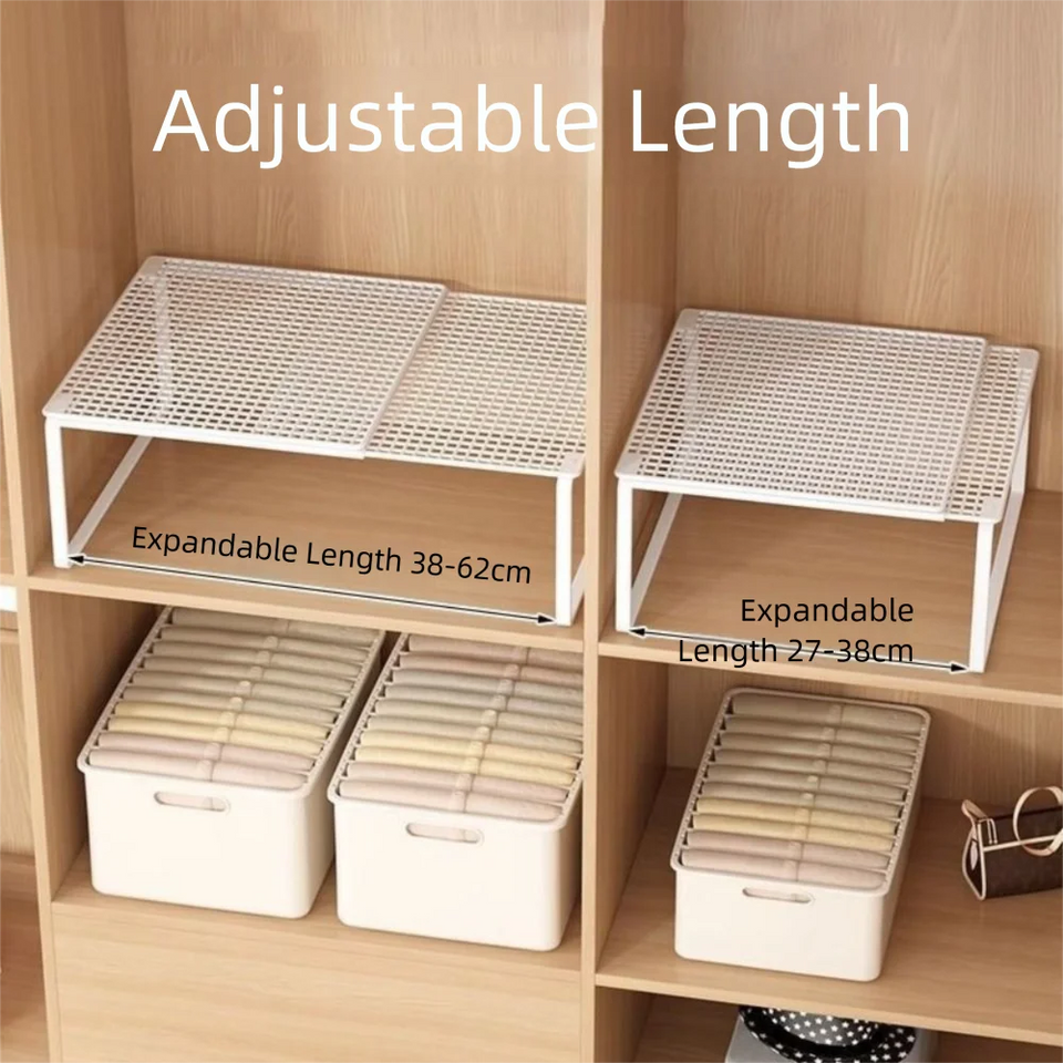 Closet Shelf Wardrobe Organizer Wardrobe Divider Board Stackable Shelves Clother Storage Rack Telescopic Adjustable
