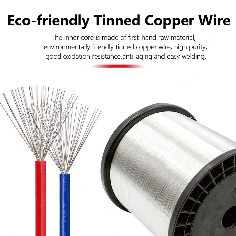 2~50m Electronic Wire UL1007 30 28 26 24 22 20 18 16AWG 300V LED Lamp Lighting Connect Line PVC Insulated Tinned Copper Cable