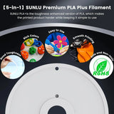 SUNLU 5KG PETG/PLA/PLA PLUS 3D Filament 1.75mm Large Spool Neatly Wound Big Roll Printing Filament for Most FDM 3D Printer