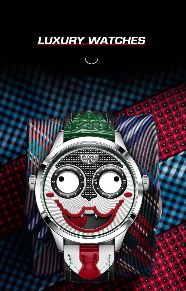 LIGE 2025 TOP Men's Watches Quartz Clown Dial Watches Unique Strange Fashion Cool Watch Waterproof watches for men reloj hommes