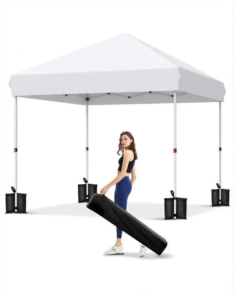 10x10 FT Pop Up Canopy Tent with 3 Adjustable Heights – Outdoor Sun Shade Shelter, 4 Sandbags & Carry Bag, for Parties & Events
