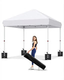 10x10 FT Pop Up Canopy Tent with 3 Adjustable Heights – Outdoor Sun Shade Shelter, 4 Sandbags & Carry Bag, for Parties & Events