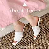 Summer Sandals Women Concise Style Slippers Weave Sandals for Girls Sexy Kitten Heel Elegant Dress Party Wedding  Sandalias