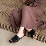 Summer Sandals Women Concise Style Slippers Weave Sandals for Girls Sexy Kitten Heel Elegant Dress Party Wedding  Sandalias