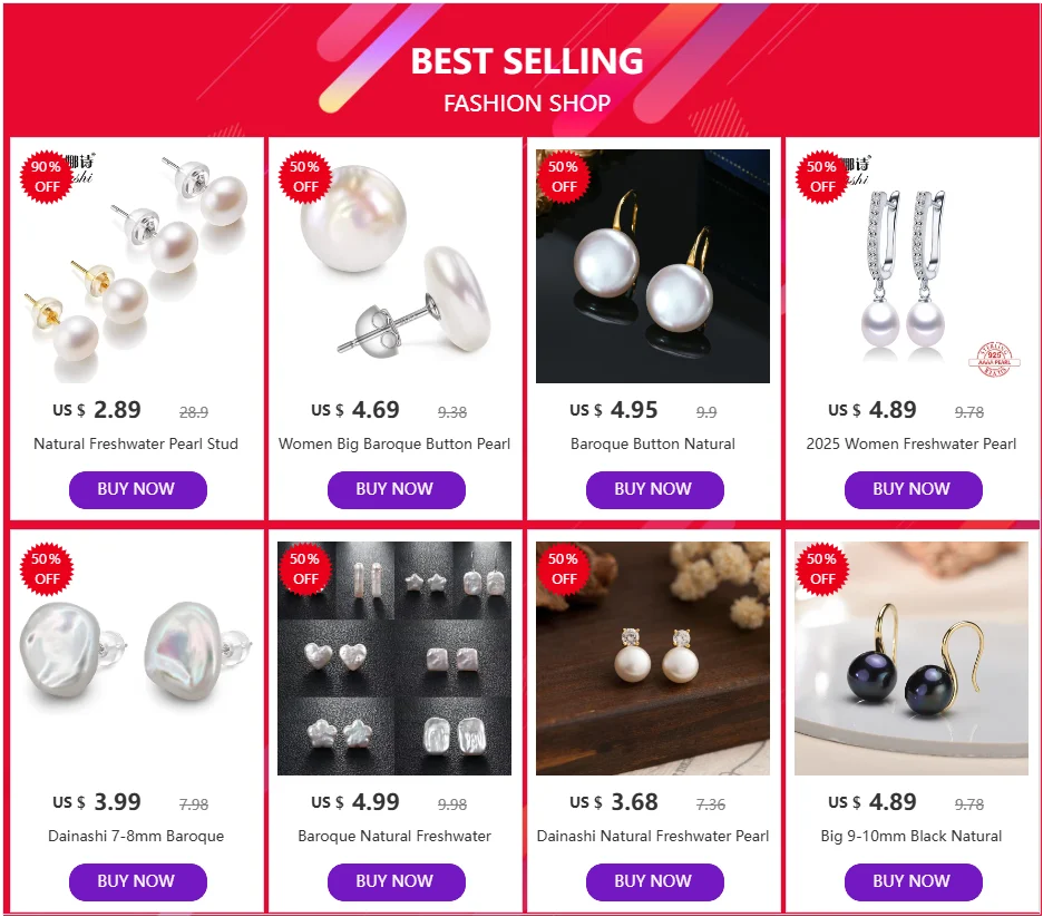 Dainashi 7-8mm Natural Freshwater Pearl Stud Earrings for Women Dainty Crystal Pearl Earrings Jewelry Gift 2026 New Arrivals