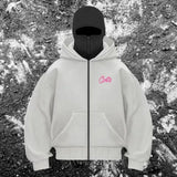 Men's Balaclava Zip Hoodie with Face Mask Winter Warm Zipper Sweatshirt Oversized Hooded Sports Jacket for Outdoor Activities
