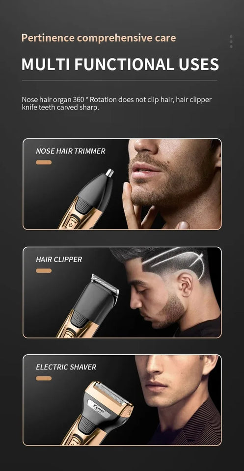 Kemei KM-1429 3 in 1 Electric Beard Shaver Professional Nose Trimmer Detachable Blade Mens Multifunctional Hair Cutting Machine