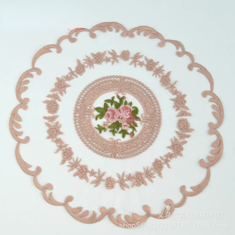 New Embroidered Dinning Table Cover Table Cloth Elegant Round Lace Tablecloth Coffee Coasters Napkin Party Wedding Decoration