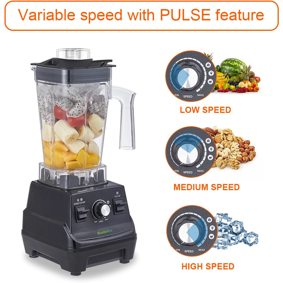 BioloMix Mini Pro 1800W Professional-Grade Smoothie Blender, 1.8L Container, Black/RED, Self-Cleaning