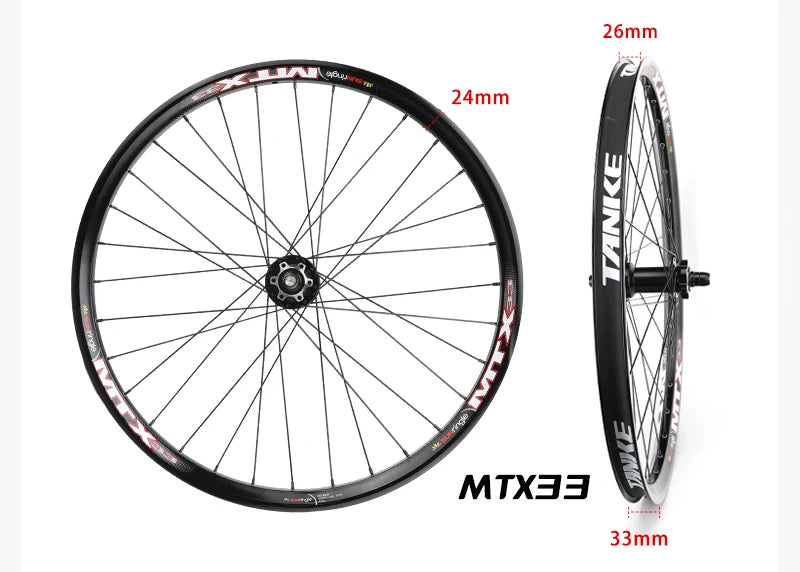 TANKE MTB Wheelset 26 inch Disc Brake MTB single-speed DJ AM Enduro DH Wheelset Hub MTX33/39 aluminum alloy Mountain wheel set