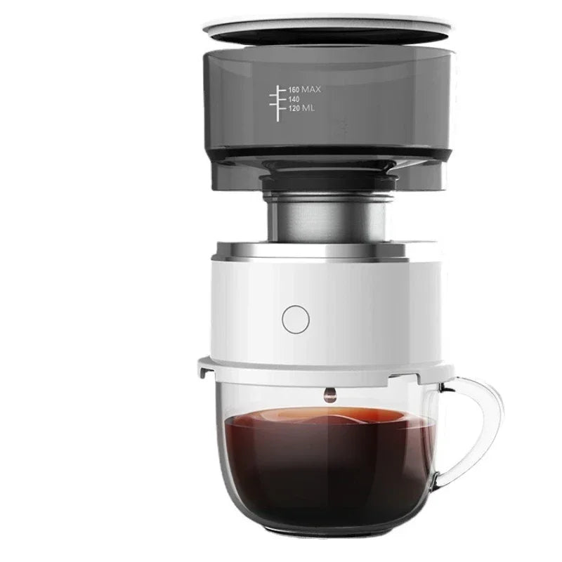 Electric Coffee Maker Portable Mini Coffee Machine 304 Stainless Steel Hand Rushing Coffee Pot for Travel Portable Home Brew Pot