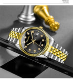 Fashion Diamond Calendar Mens Watches Business Luxury High Quality Quartz Watch For Men Stainless Steel Wristwatch Reloj Hombre