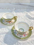 Classical Porcelain Cup&saucer 220ml Gold-plated Coffee Mug Water Mugs Dining Table Afternoon Tea Teacup Fruits Juice Cup