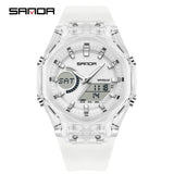 SANDA Top New 6283 Dual Display Multifunctional Student Electronic Watch Alarm Clock Night Light Waterproof Sports Student Watch