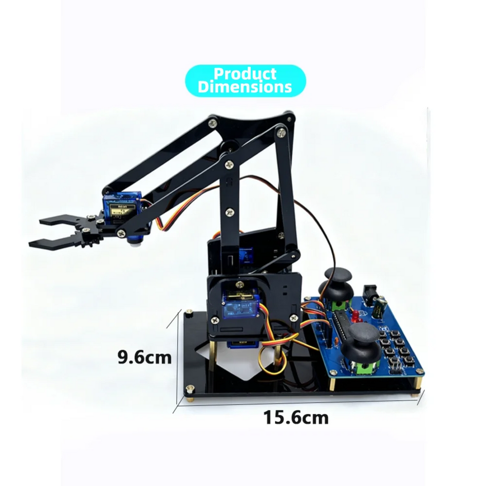 DIY Black Robotic Arm Construction Kit - Learn Welding, Basic Electronics, Circuit Design & Control, Perfect for STEM Projects, Maker Education, Beginners Tech Gift