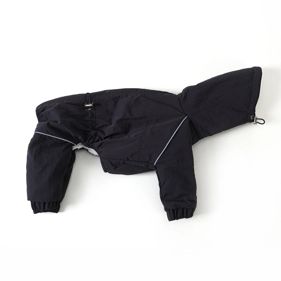 Winter 4-legged Windproof Cotton Jacket for Italian Greyhound Warm High Neck Adjustable Sweatshirt for Whippet Greyhound to 25KG