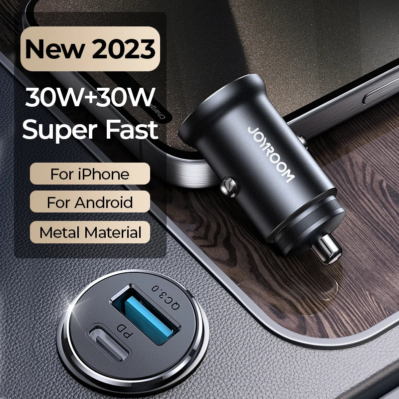 Joyroom 30W Car Charger Adapter PD QC3.0 Mini USB Charger Fast Charging Phone Charger for iPhone Samsung Galaxy Car Accessories