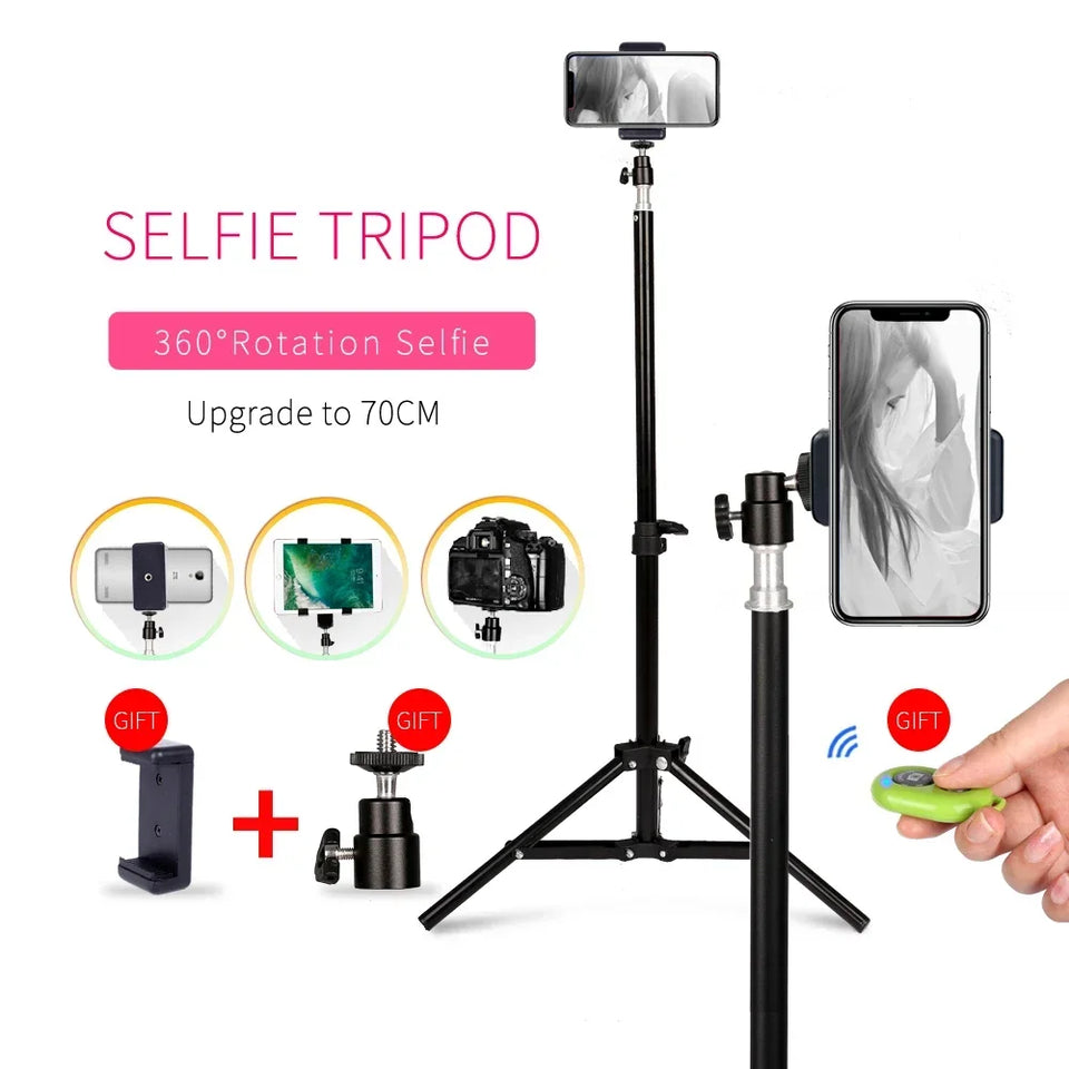 200/170/150/55cm Selfie Tripods Aluminum Light Stand For Phone Stand Mount Digital Camera Tripod With Clip Bluetooth Controller