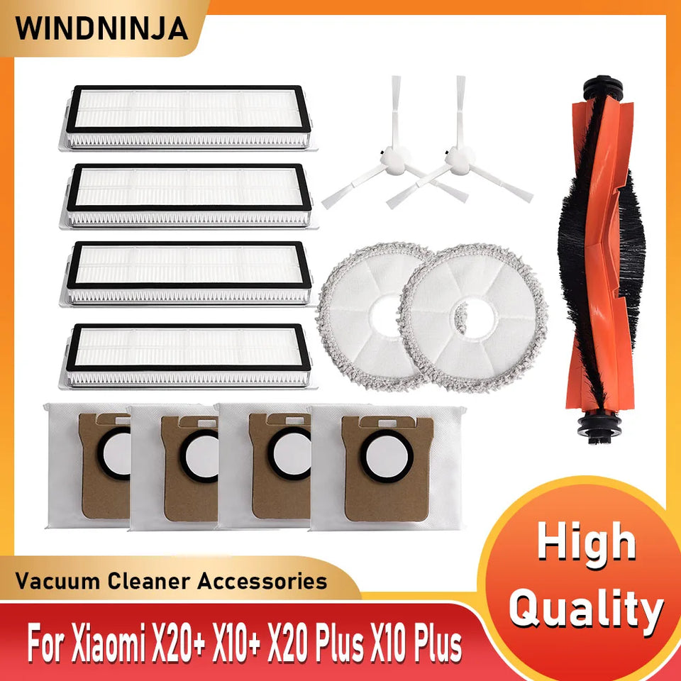 For Xiaomi Robot Vacuum X20+/X10+ /X20 Plus/X10 Plus Parts Mop Cloth Dust Bag Roller Side Brush Hepa Filter Part Accessories