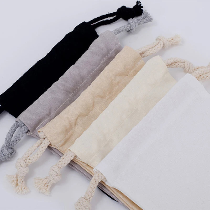 Cotton Drawstring Storage Bag White Canvas Bags for Candy Gift Package Pouch Reusable Home Sundries Organize Dustproof Sacks