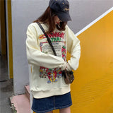 Harajuku Retro Top Strawberry Print Sweatshirt  Women Loose Streetwear Sweatshirts American  Oversized Pullovers