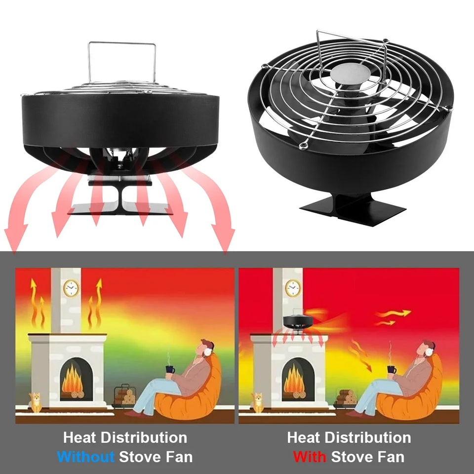 4 Blades Stove Fan Heat Powered Fireplace Fan Log Wood Burner Eco-fan Quiet Fireplace Fan Warm Heat Distribution Winter Home무동력팬