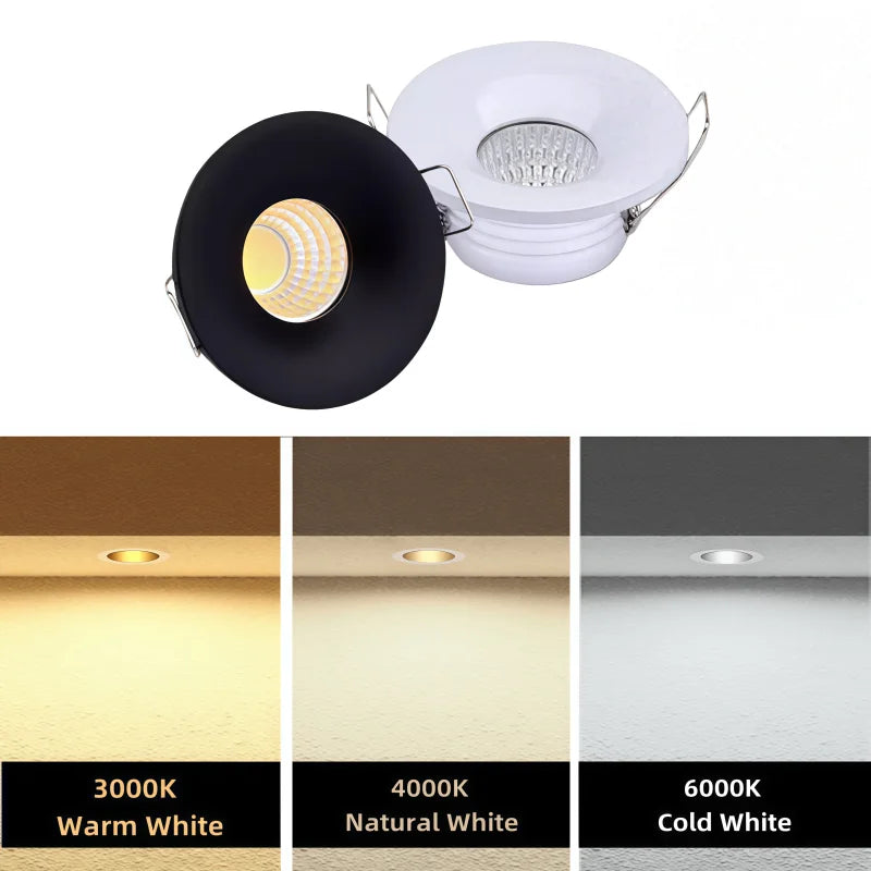 5pcs/lot dimmable mini COB downlights, 3W spotlights, LED recessed ceiling lights, AC85-265V household and commercial lighting