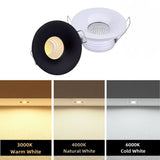 5pcs/lot dimmable mini COB downlights, 3W spotlights, LED recessed ceiling lights, AC85-265V household and commercial lighting