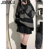 Striped Contrasting Sweater Women's Long Sleeve Knitted Sweatshirt Korean Fashion Streetwear Pullover Autumn New Casual Jumper