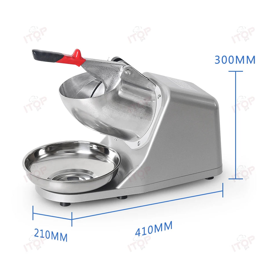 ITOP Ice Crusher Small Commercial Ice Shaver Stainless Steel Shaved Ice Machine Snow Cone Maker