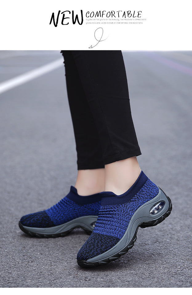 Women Sneakers Fashion Black Sports Casual Shoes Breathable Mesh Lightweight Air Cushion Non-Slip Running Shoe Zapatillas
