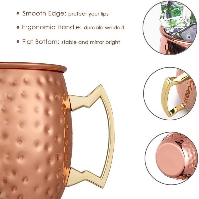 1PC 530ml Stainless Steel Moscow Mule Mug Kitchen Bar Beer Cup Coffee Mug Drinkwares Cup