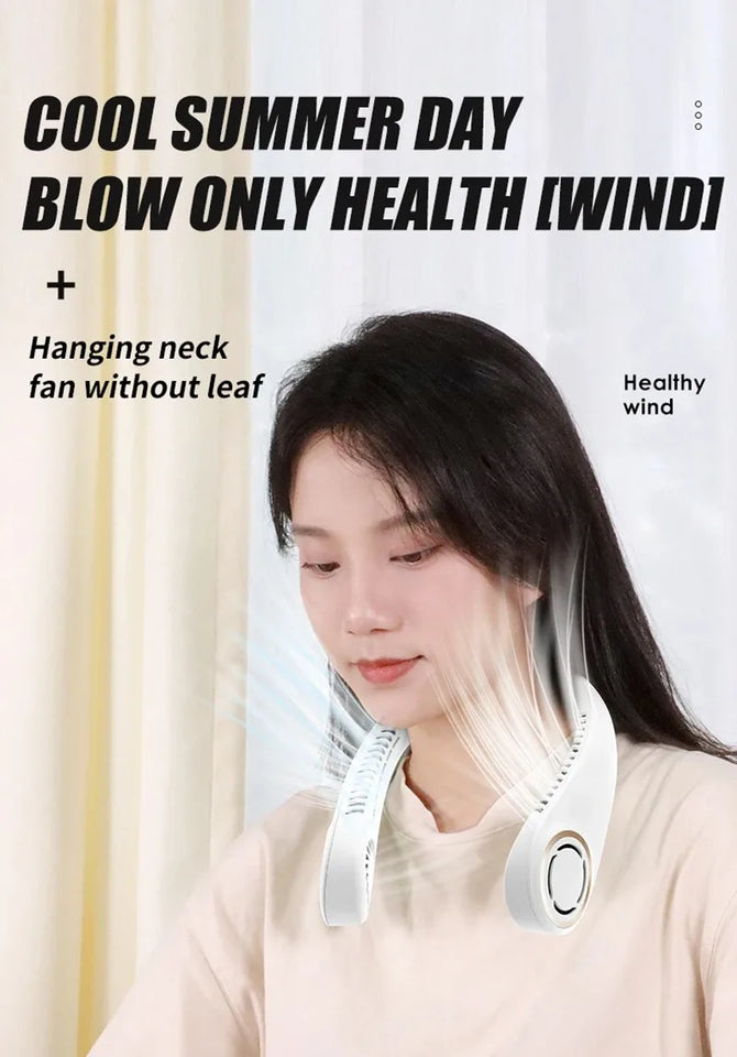 Mini Fan Silent Neck Hanging Fan Usb Portable Bladeless Rechargeable Led Digital Display Electric Air Cooler Summer Sports Fan