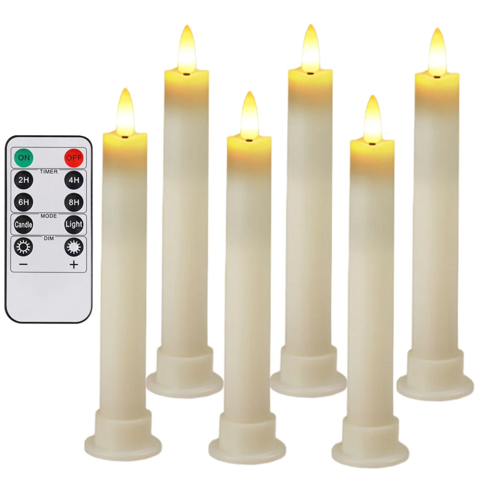 LED Flameless Taper Candles 6.5/11" Battery Operated Fake Flickering Candlesticks Electric Long Candles for Wedding Home Decor