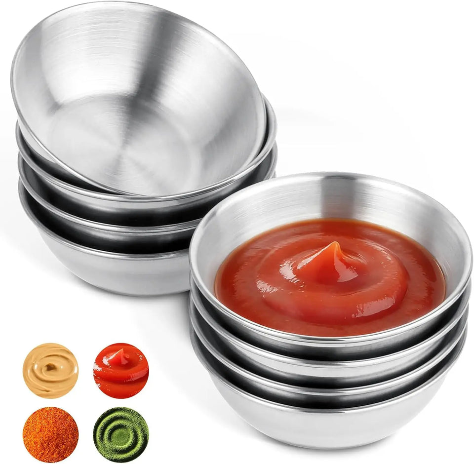 Heavy Duty Thickened 4/12 Pcs Round Stainless Steel Sauce Dishes Reusable Dipping Cups Corrosion-Resistant Commercial Grade