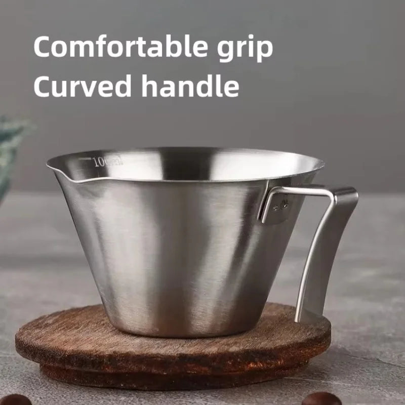 100ML Espresso Extraction Cup 304 Stainless Steel with Scale Thickened Exquisite Ounce Coffee Cup Home Kitchen Cafe Accessories